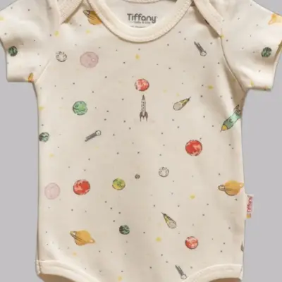 Tiffany Organik Kısa Kol Bebek Body Space Theme Unisex - 4