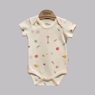 Tiffany Organik Kısa Kol Bebek Body Space Theme Unisex