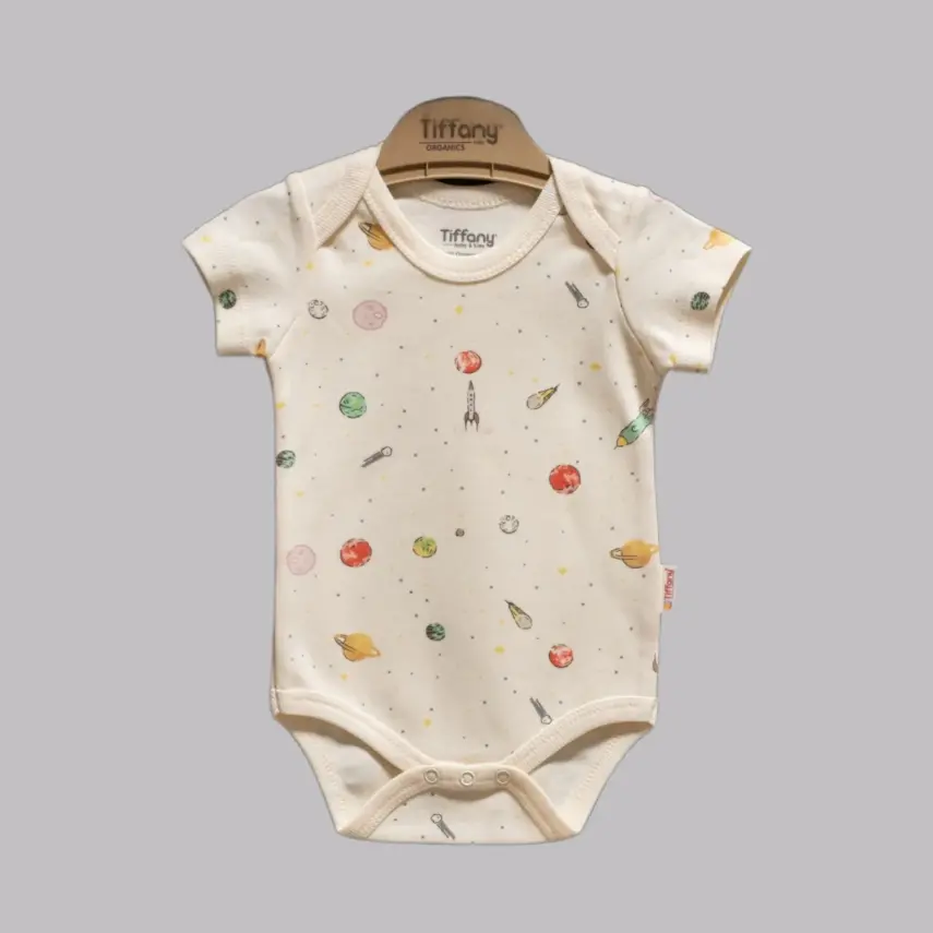 Tiffany Organik Kısa Kol Bebek Body Space Theme Unisex - 3