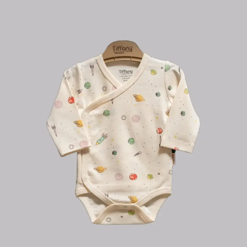 Tiffany Organik Kruvaze Yaka Bebek Body Space Theme Unisex - 1