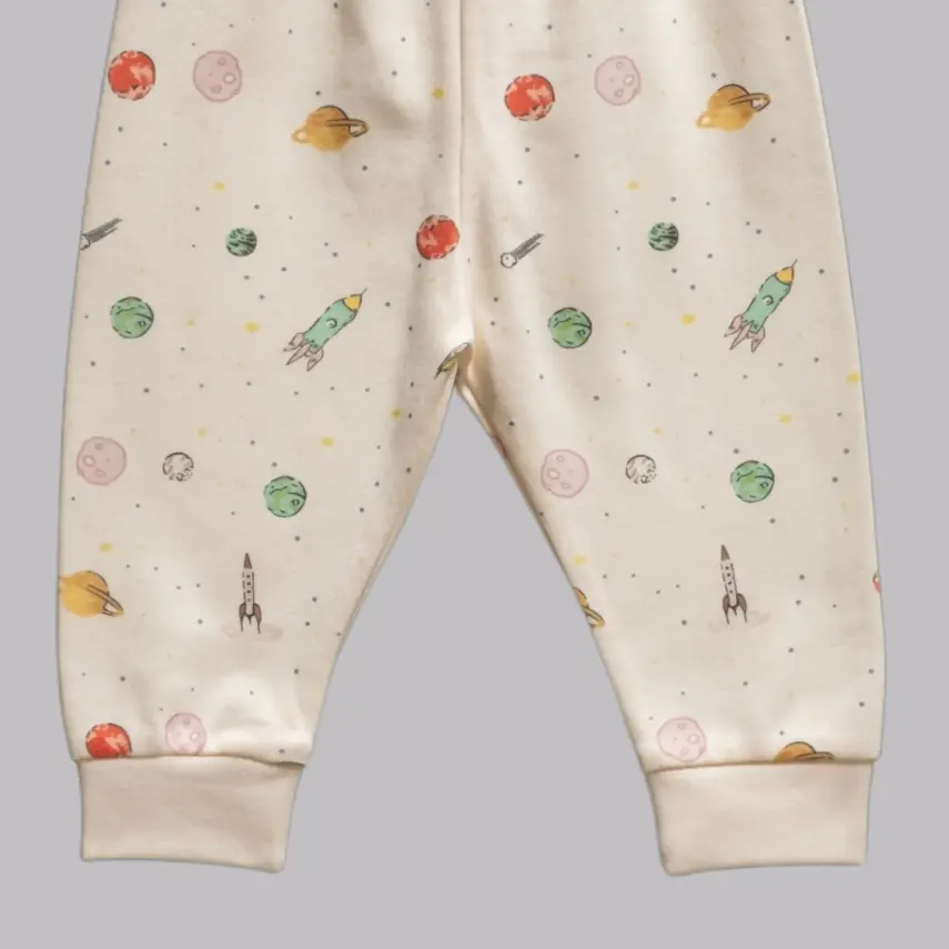 Tiffany Organik Patiksiz Bebek Pantolon Space Theme Unisex - 2
