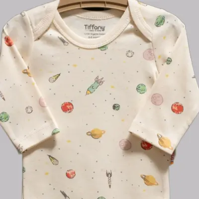 Tiffany Organik Uzun Kol Bebek Body Space Theme Unisex (1)