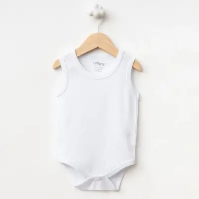 Tiffany Unisex Pamuklu Atlet Body Bisiklet Yaka Jakarlı Basic Tema Beyaz - 9