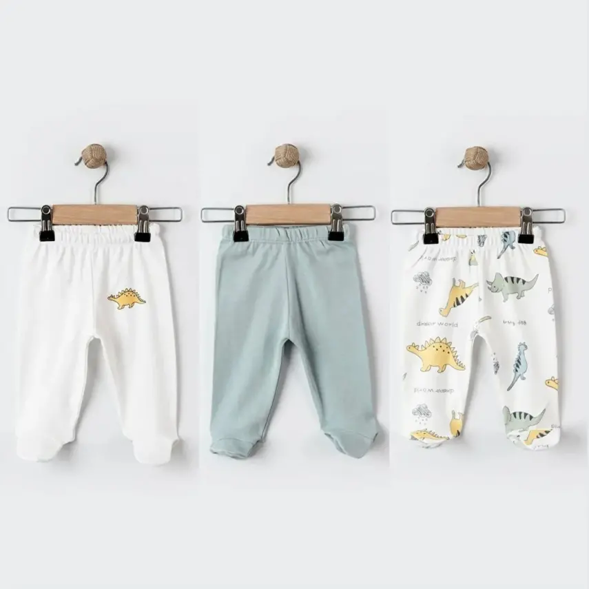 Tiffany Unisex Pantolon Patikli 3lü Dinosaur Theme - 1