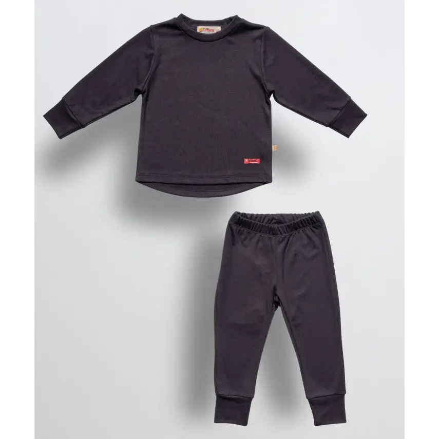 Tiffany Unisex Termal Pijama Takımı Füme - 5