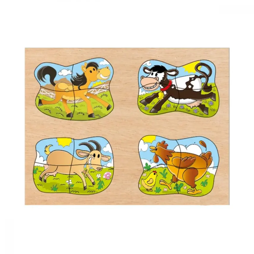 Toptoys 4 in 1 Çiftlik Hayvanları Ahşap Puzzle 22,6x29,5 Cm - 1