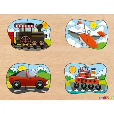 Toptoys 4 in 1 Taşıtlar Ahşap Puzzle 22,6x29,5 Cm