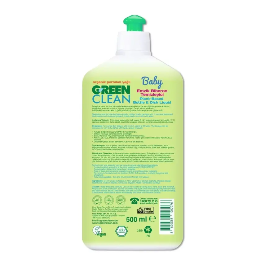 U Green Clean Baby Emzik, Biberon ve Oyuncak Temizleyici 500 ml - 21