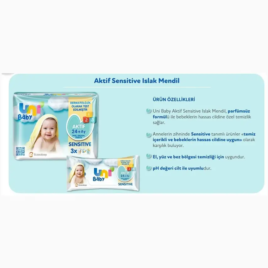 Uni Baby Aktif Sensitive Islak Havlu 3x52li - 12