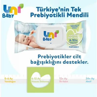Uni Baby Hassas Dokunuş Islak Mendil 12x52li 6-12 Ay - 7