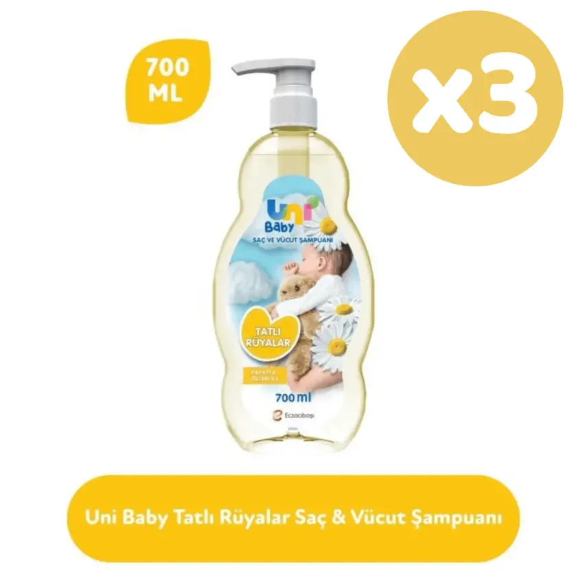 Uni Baby Papatya Özlü Bebek Şampuanı 700 ml (Yeni) x3 Adet - 1