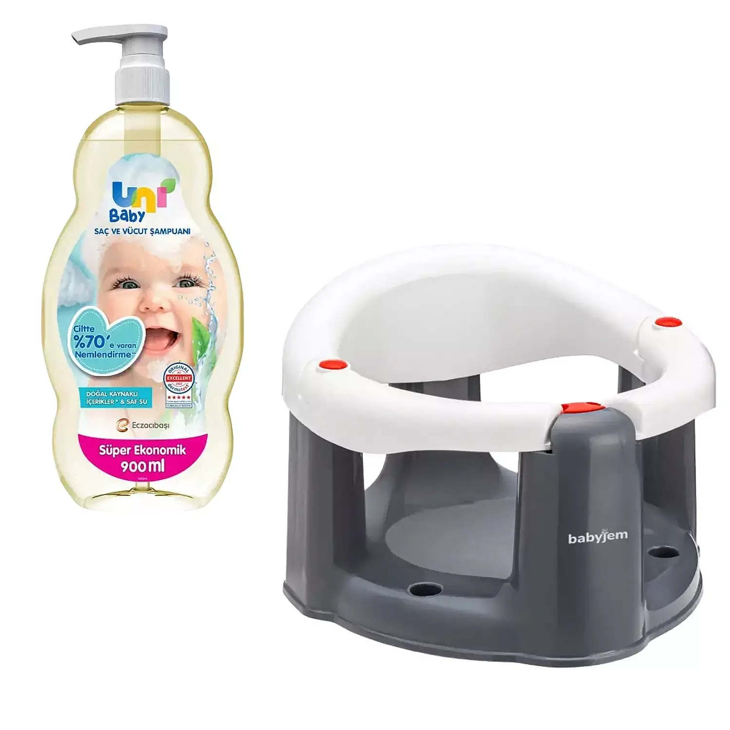 Uni Baby Şampuanı & Banyo Mama Oturağı Seti Beyaz