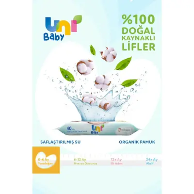Uni Baby Yenidoğan Islak Mendil 3x40lı 0-6 Ay - 9