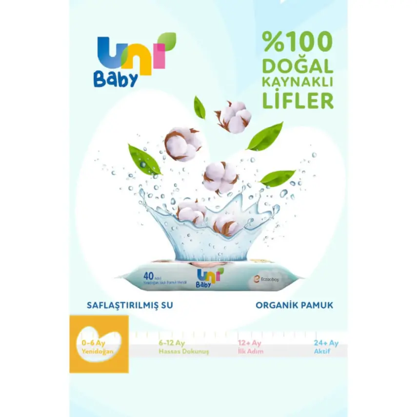 Uni Baby Yenidoğan Islak Pamuk Mendil 12x40lı Avantaj Paket 0-6 Ay - 7