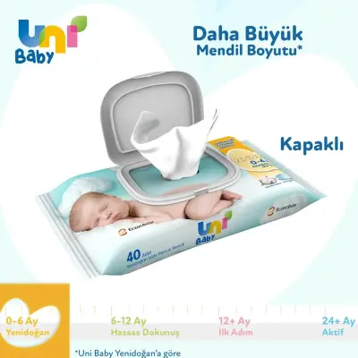 Uni Baby Yenidoğan Islak Pamuk Mendil 14x40lı Fırsat Paketi 0-6 Ay - 12