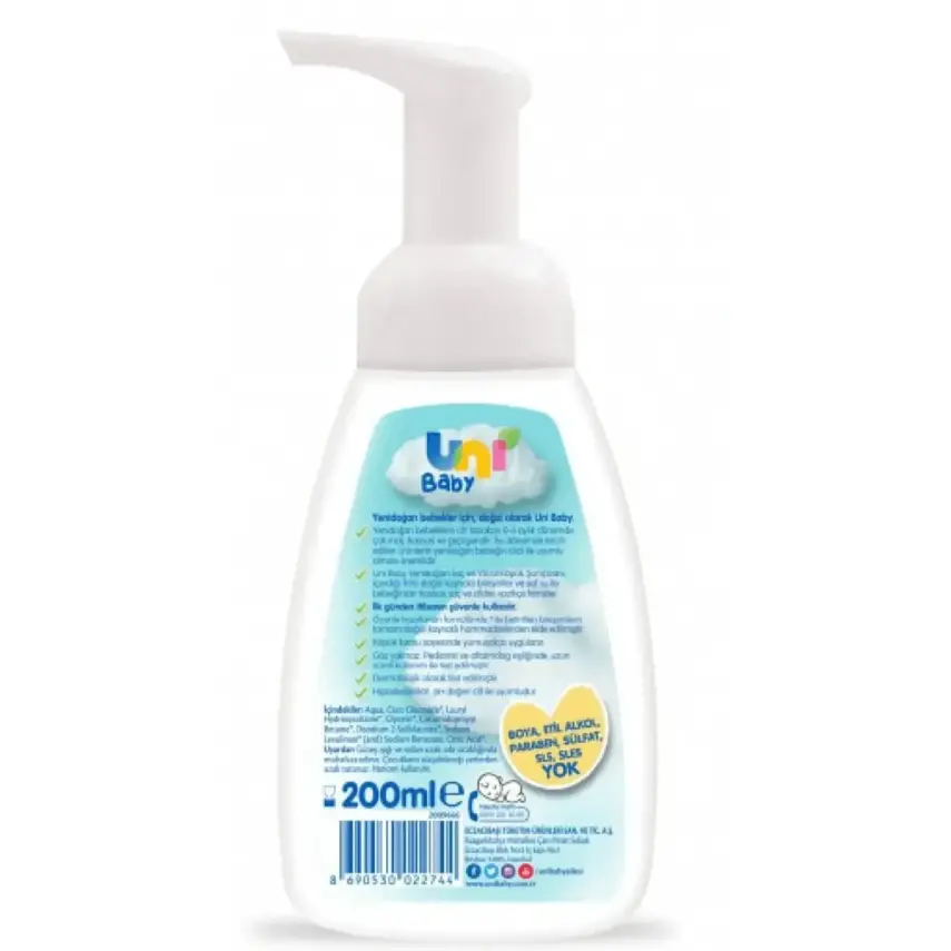 Uni Baby Yenidoğan Köpük Şampuan 200 ml x3 Adet - 2