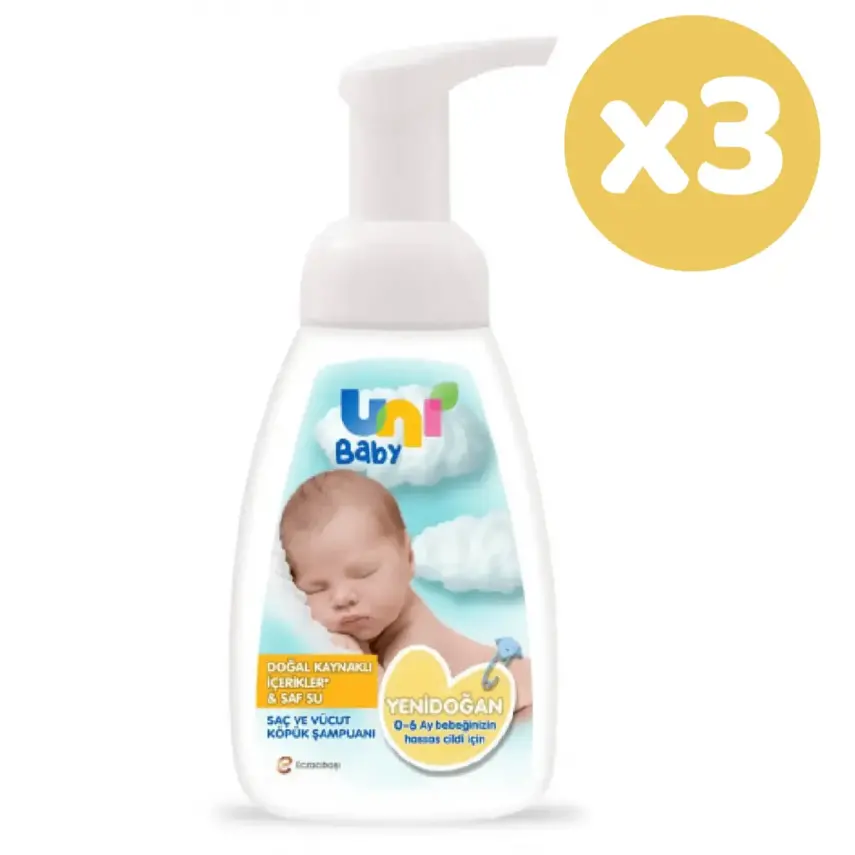 Uni Baby Yenidoğan Köpük Şampuan 200 ml x3 Adet - 3