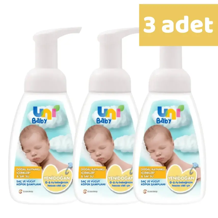 Uni Baby Yenidoğan Köpük Şampuan 200 ml x3 Adet - 1