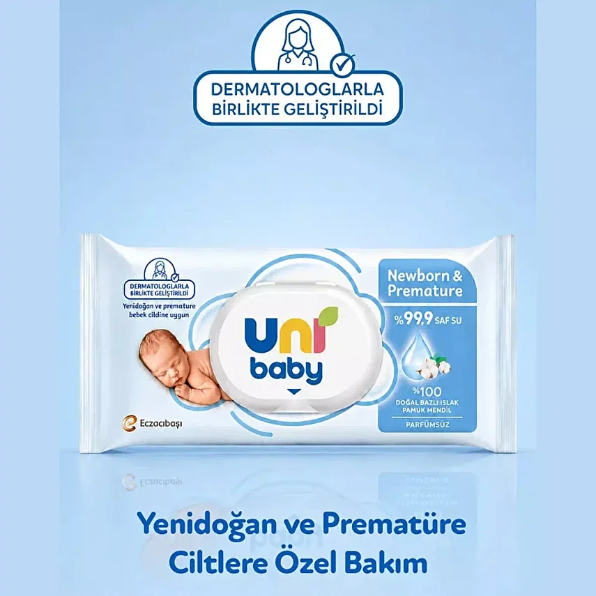 Uni Baby Yenidoğan Prematüre Islak Mendil 12x40lı - 2