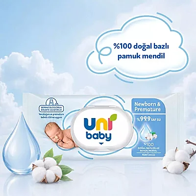 Uni Baby Yenidoğan Prematüre Islak Mendil 12x40lı - 4