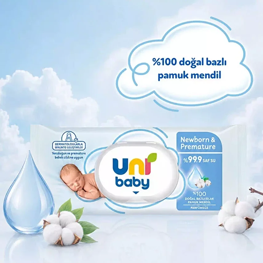 Uni Baby Yenidoğan Prematüre Islak Mendil 12x40lı - 4