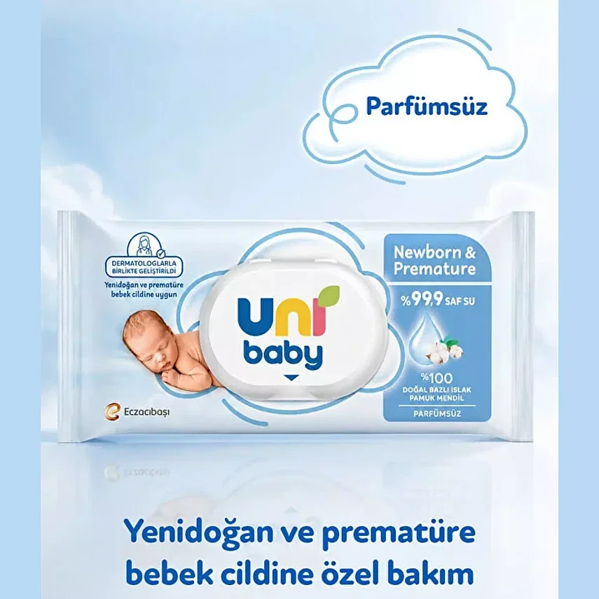 Uni Baby Yenidoğan Prematüre Islak Mendil 12x40lı - 5