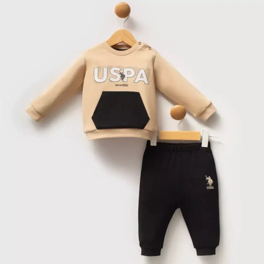 U.S. Polo 2li Takım Bej Marka Yazılı - 1