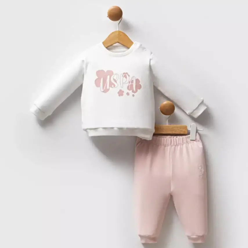 U.S. Polo 2li  Kız Bebek Takım Beyaz - Pudra - 1