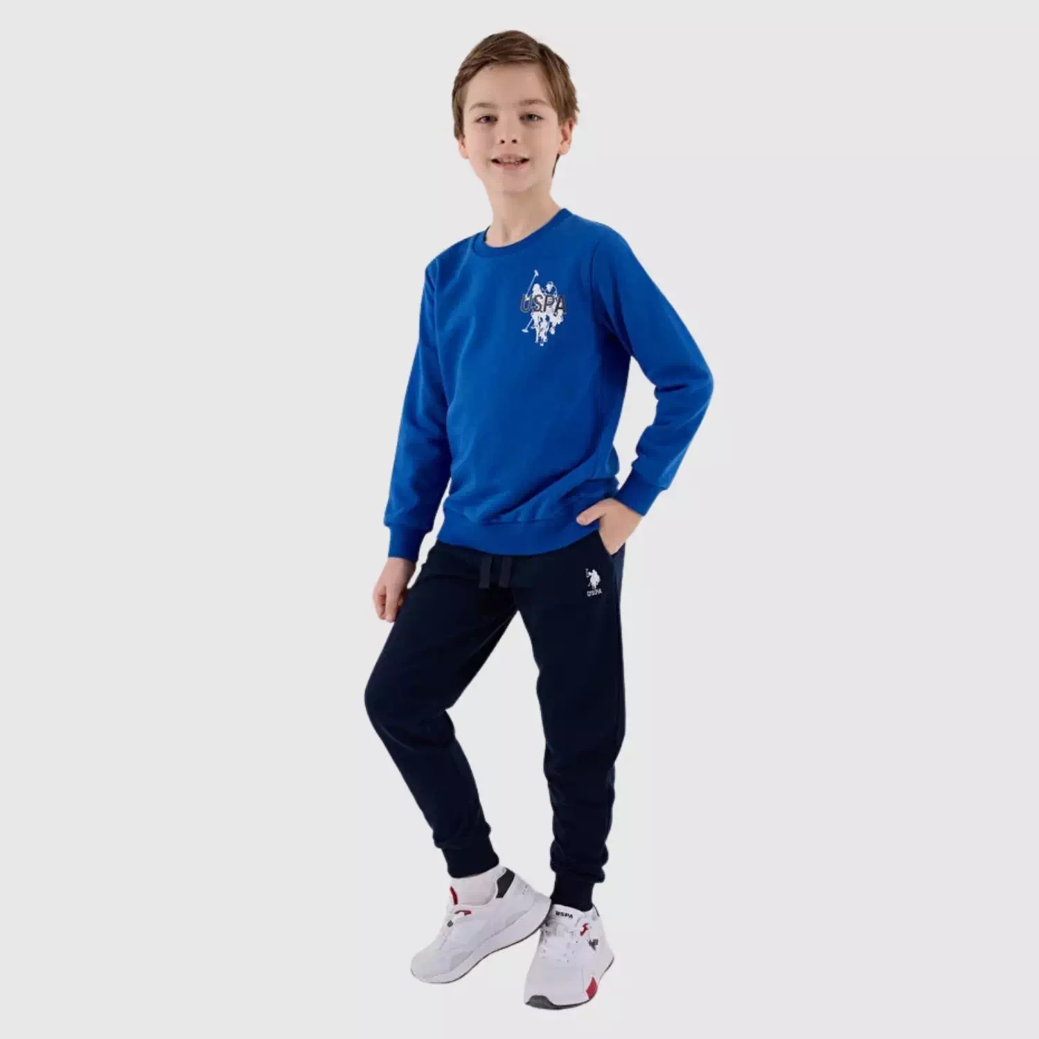 U.S. Polo 2li Takım Cobalt Büyük Logo Baskılı