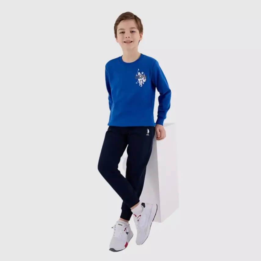 U.S. Polo 2li Takım Cobalt Büyük Logo Baskılı - 2