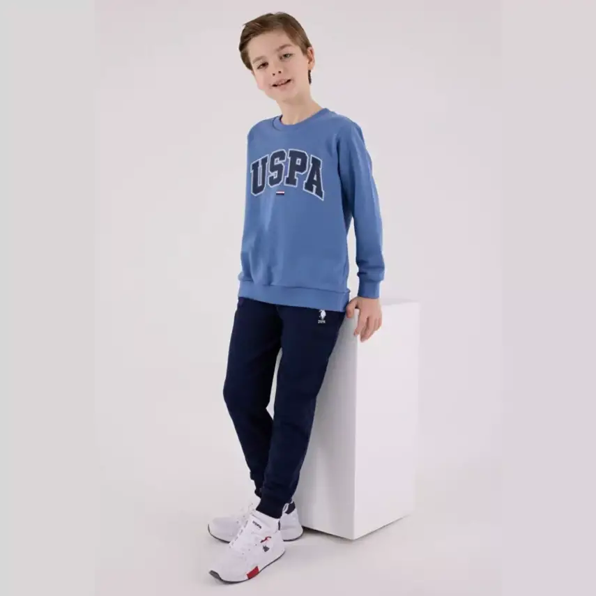 U.S. Polo 2li Takım Mavi Marka Yazılı - 1