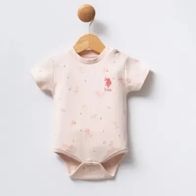 U.s. Polo 3Lü Kısa Kollu Kız Bebek Body Pudra - Beyaz - 3