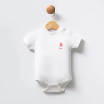 U.s. Polo 3Lü Kısa Kollu Kız Bebek Body Pudra - Beyaz - 8