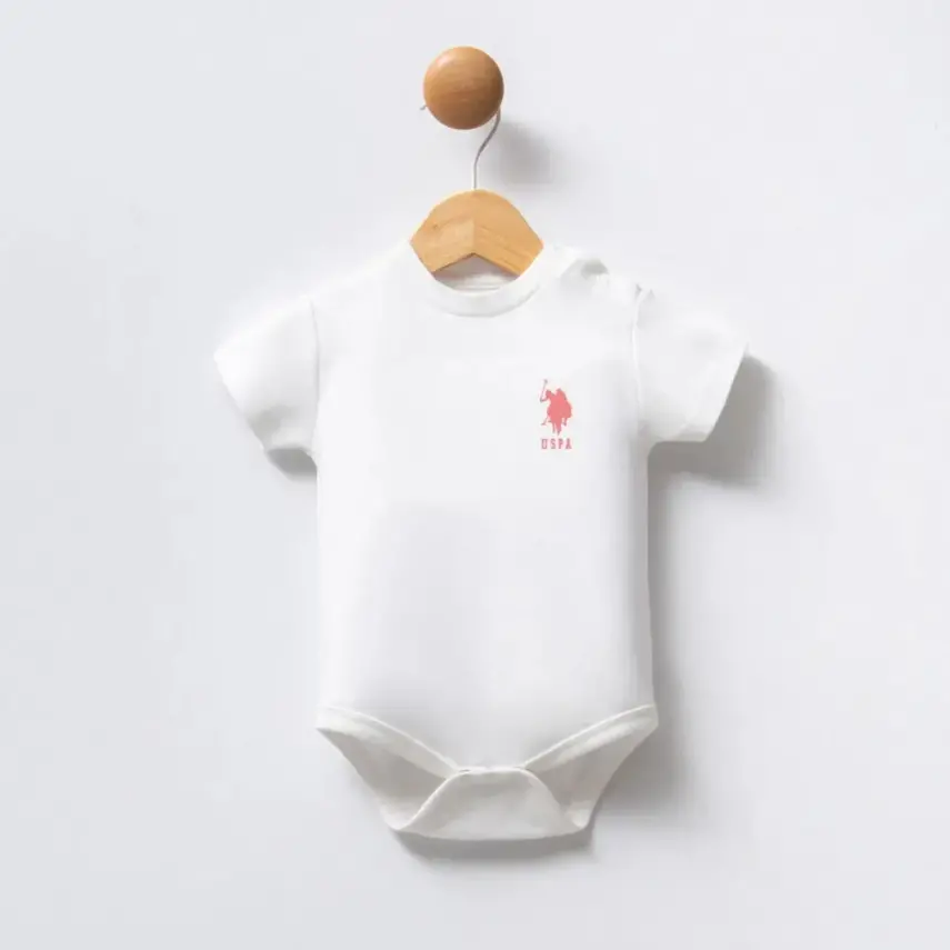 U.s. Polo 3Lü Kısa Kollu Kız Bebek Body Pudra - Beyaz - 8