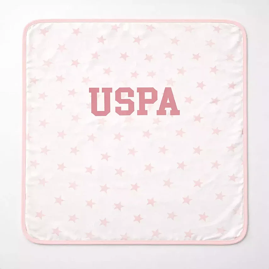 U.S. Polo Battaniye Beyaz Toz Pembe - 1