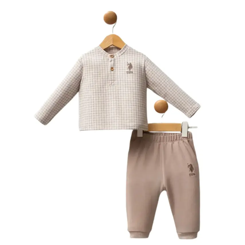 U.S. Polo Erkek Bebek 2li Takım Bej Melanj - 7