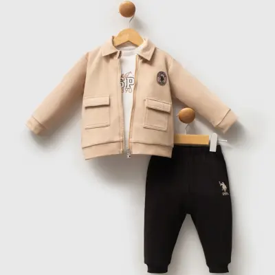 U.S. Polo Erkek Bebek 3lü Takım Bej - 1