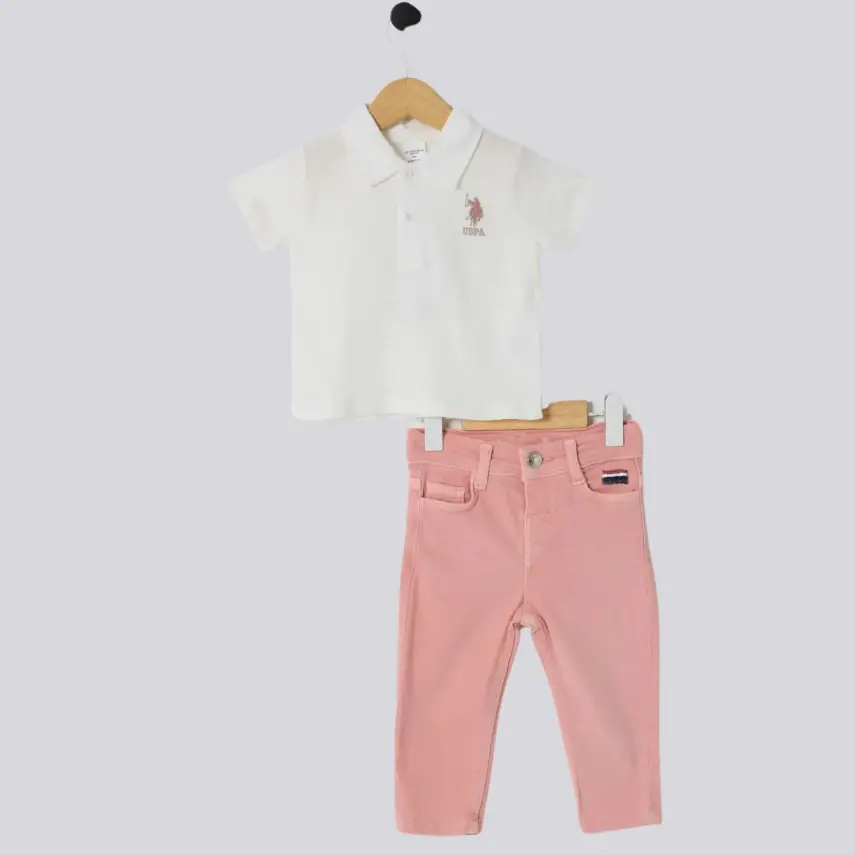U.S. Polo Kız Bebek 2li Takım T-Shirt Beyaz - 1