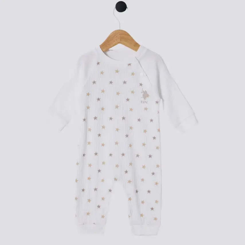 U.s. Polo Patiksiz Bebek Tulum Beyaz Unisex - 1