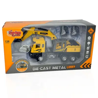 Vardem Çek Bırak Işıklı ve Sesli Kamyon Ekskavatör - Beton Mikseri 1:28 - 3