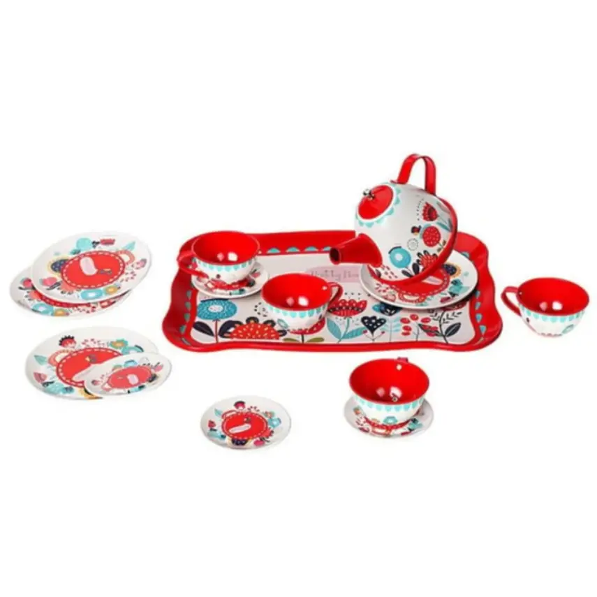 Vardem Çiçek Desenli Metal Çay Seti 15 Parça - 3
