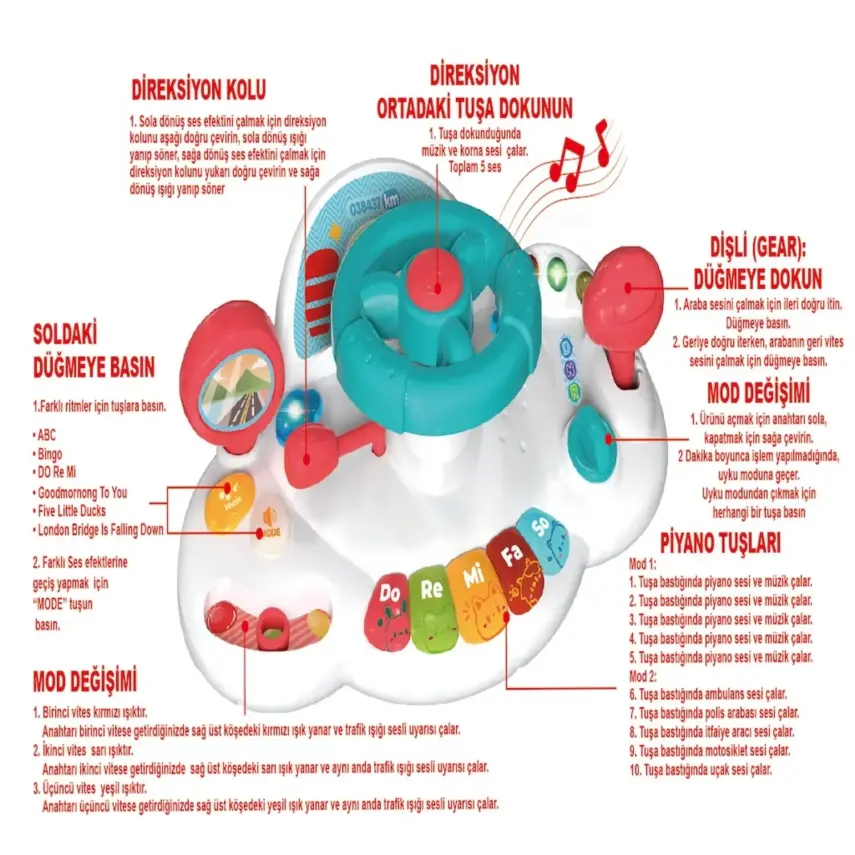 Vardem Eğitici Işıklı, Müzikli Bebek Direksiyonu - 3