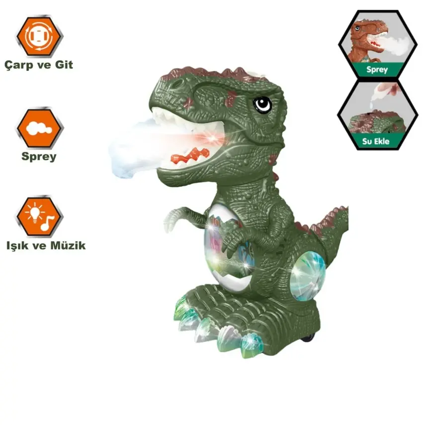 Vardem Işıklı Müzikli Hareketli Buhar Çıkartan Dinozor - 4