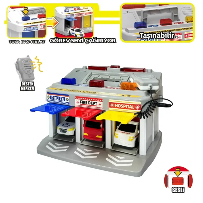 Vardem Işıklı Müzikli İlk Yardım Garajı (Ambulans, Polis, İtfaiye Araçları) - 2