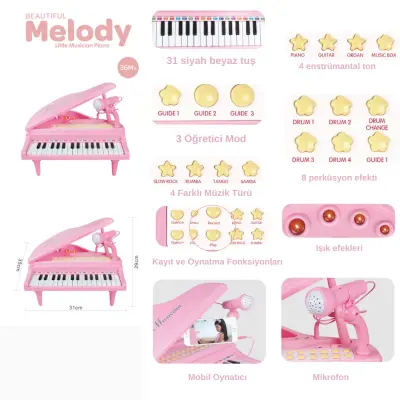 Vardem Mikrofonlu 31 Tuşlu Mp3 Çalar Piyano - 2
