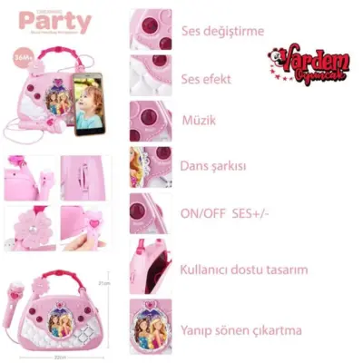 Vardem Mikrofonlu Mp3 Çalar Parti Müzikleri El Çantası (1)