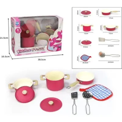 Vardem Pembe Emaye Tencere Tava Seti 8 Parça - 1