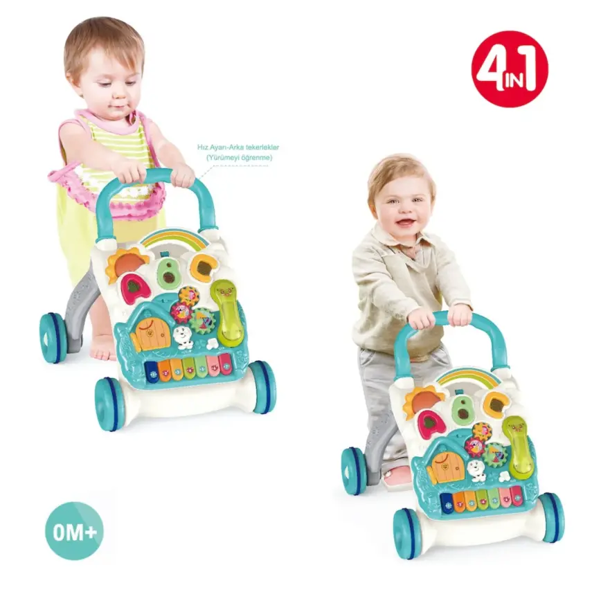 Vardem Piyanolu 4in1 Turkuaz Bebek Yürüteci Turkuaz - 1