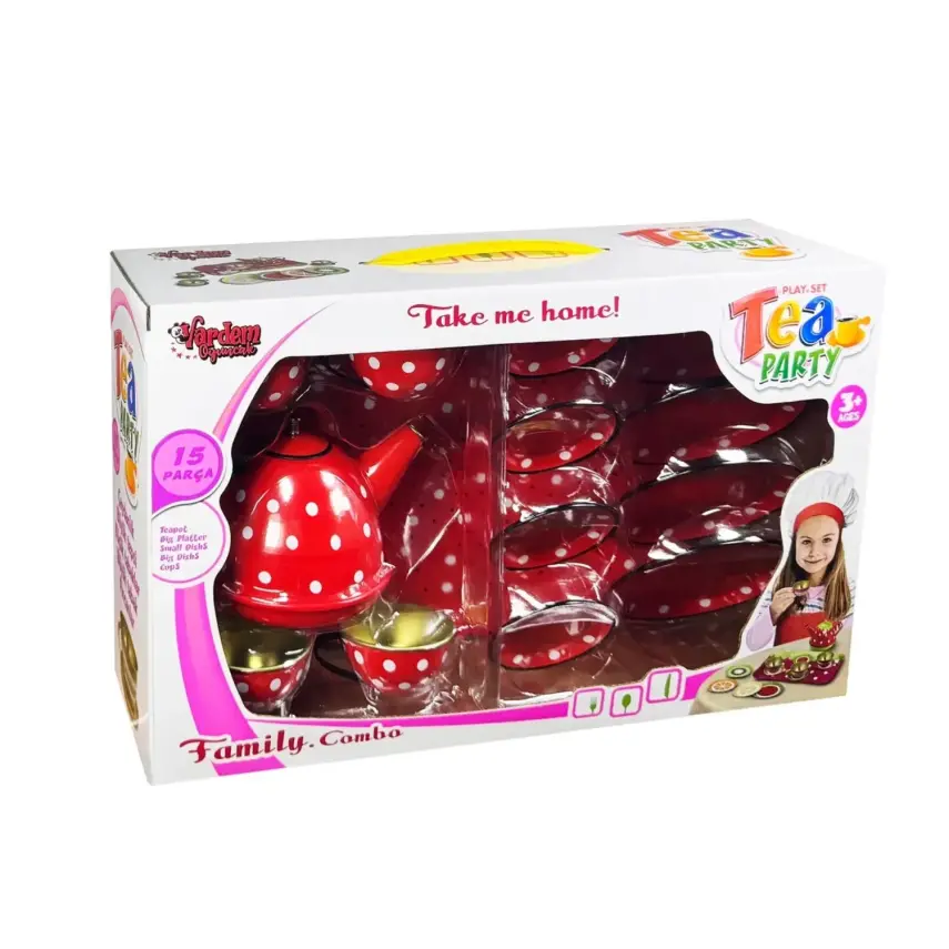 Vardem Puantiye'li Renkli Metal Çay Set 14 Parça - 1