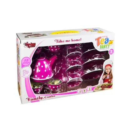 Vardem Puantiye'li Renkli Metal Çay Set 14 Parça (1)